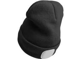 Mütze mit Stirnlampe 180 lm, wiederaufladbar, USB, Einheitsgröße, Baumwolle/PE, schwarz