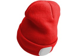 Mütze mit Stirnlampe 180 lm, wiederaufladbar, USB, Einheitsgröße, Baumwolle/PE, rot
