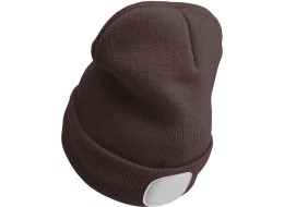 Mütze mit Stirnlampe 180 lm, wiederaufladbar, USB, Einheitsgröße, Baumwolle/PE, braun