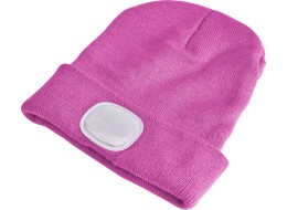 Mütze mit Stirnlampe 180 lm, wiederaufladbar, USB, Einheitsgröße, Baumwolle/PE, rosa