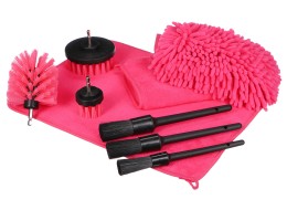 Multifunktionales Werkzeugset zum Reinigen und Waschen des Autos CAR DETAILING PINK 9, 9 Stück
