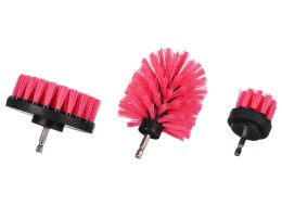 Bürstenset für Bohrmaschine zur Autoreinigung CAR DETAILING DRILL BRUSH PINK 3, 3 Stück
