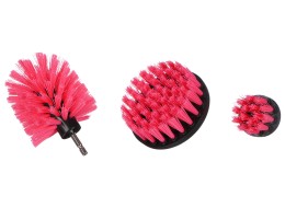 Bürstenset für Bohrmaschine zur Autoreinigung CAR DETAILING DRILL BRUSH PINK 3, 3 Stück