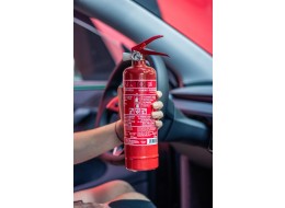 Pulverfeuerlöscher FIRE STOP 1 kg, ABC, Vollmetall, inklusive Metallhalter