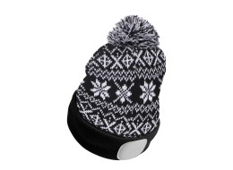 Mütze mit Stirnlampe 180 lm, wiederaufladbar, USB, Einheitsgröße, Baumwolle/PE, Winter-Schwarz
