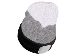 Mütze mit Stirnlampe 180 lm, wiederaufladbar, USB, Einheitsgröße, Baumwolle/PE, schwarz/grau/weiß