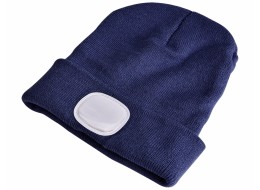 Mütze mit Stirnlampe 180 lm, wiederaufladbar, USB, Einheitsgröße, Baumwolle/PE, blau