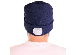 Mütze mit Stirnlampe 180 lm, wiederaufladbar, USB, Einheitsgröße, Baumwolle/PE, blau