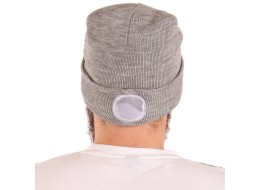 Mütze mit Stirnlampe 180 lm, wiederaufladbar, USB, Einheitsgröße, Baumwolle/PE, hellgrau