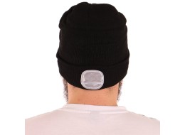 Mütze mit Stirnlampe 180 lm, wiederaufladbar, USB, Einheitsgröße, Baumwolle/PE, schwarz