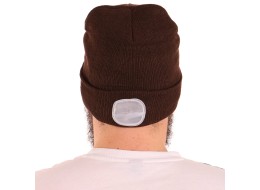 Mütze mit Stirnlampe 180 lm, wiederaufladbar, USB, Einheitsgröße, Baumwolle/PE, braun