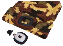 Mütze mit Stirnlampe 180 lm, wiederaufladbar, USB, Einheitsgröße, Baumwolle/PE, camouflage