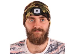 Mütze mit Stirnlampe 180 lm, wiederaufladbar, USB, Einheitsgröße, Baumwolle/PE, camouflage