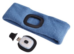 Stirnband mit Stirnlampe 180 lm, wiederaufladbar, USB, Einheitsgröße, Baumwolle/PE, blau