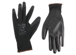 Arbeitshandschuhe aus Polyester, teilbeschichtet mit Polyurethan GLOVE PE-PU 9, schwarz, Größe 9