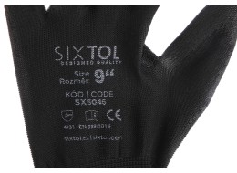 Arbeitshandschuhe aus Polyester, teilbeschichtet mit Polyurethan GLOVE PE-PU 9, schwarz, Größe 9