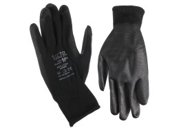 Arbeitshandschuhe aus Polyester, halbgetaucht in PU GLOVE PE-PU 10, schwarz, Gr. 10\