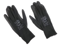 Arbeitshandschuhe aus Polyester, halbgetaucht in PU GLOVE PE-PU 10, schwarz, Gr. 10\