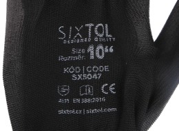 Arbeitshandschuhe aus Polyester, halbgetaucht in PU GLOVE PE-PU 10, schwarz, Gr. 10\