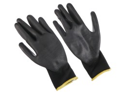 Arbeitshandschuhe aus Polyester, halbgetaucht in PU GLOVE PE-PU 11, schwarz, Gr. 11\