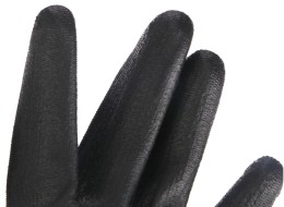 Arbeitshandschuhe aus Polyester, halbgetaucht in Polyurethan GLOVE PE-PU 11, schwarz, Größe 11