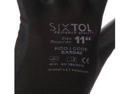 Arbeitshandschuhe aus Polyester, halbgetaucht in Polyurethan GLOVE PE-PU 11, schwarz, Größe 11