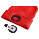 Mütze mit Stirnlampe 180 lm, wiederaufladbar, USB, Einheitsgröße, Baumwolle/PE, rot