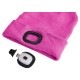 Mütze mit Stirnlampe 180 lm, wiederaufladbar, USB, Einheitsgröße, Baumwolle/PE, rosa
