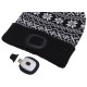 Mütze mit Stirnlampe 180 lm, wiederaufladbar, USB, Einheitsgröße, Baumwolle/PE, Winter-Schwarz