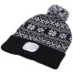 Mütze mit Stirnlampe 180 lm, wiederaufladbar, USB, Einheitsgröße, Baumwolle/PE, Winter-Schwarz