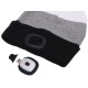 Mütze mit Stirnlampe 180 lm, wiederaufladbar, USB, Einheitsgröße, Baumwolle/PE, schwarz/grau/weiß