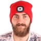 Mütze mit Stirnlampe 180 lm, wiederaufladbar, USB, Einheitsgröße, Baumwolle/PE, rot
