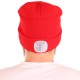 Mütze mit Stirnlampe 180 lm, wiederaufladbar, USB, Einheitsgröße, Baumwolle/PE, rot