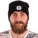 Mütze mit Stirnlampe 180 lm, wiederaufladbar, USB, Einheitsgröße, Baumwolle/PE, schwarz
