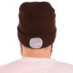 Mütze mit Stirnlampe 180 lm, wiederaufladbar, USB, Einheitsgröße, Baumwolle/PE, braun