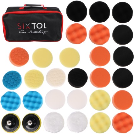 Satz Polierpads/-schwämmchen mit Halter zum Autoreinigen CAR DETAILING PAD 30, 30 Stück