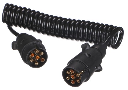 Spiralförmiges Verbindungskabel für Anhängerstecker TRAILER CABLE 3, 7-7polig, 3 m