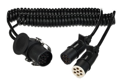 Spiraladapter 15-polig auf 2×7-polige Stecker (S+N) TRAILER CABLE 9, 24V, 3,5m