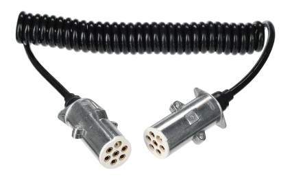 Spiralkabel 7-polig Typ S TRAILER CABLE 12, Metallstecker, 24V, 3,5 m