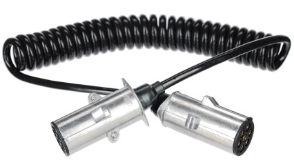 Spiralkabel 7-polig Typ N TRAILER CABLE 13, Metallstecker, 24V, 3,5m