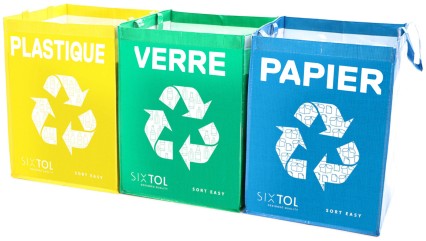 Taschen zur Mülltrennung SORT EASY 3 BASIC FR, 30×30×40 cm, 3 x 36 l, 3 Stk.