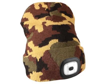 Mütze mit Stirnlampe 180 lm, wiederaufladbar, USB, Einheitsgröße, Baumwolle/PE, camouflage
