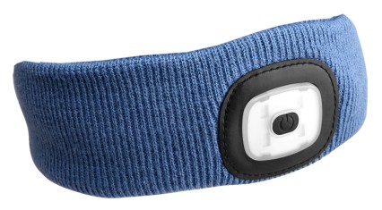 Stirnband mit Stirnlampe 180 lm, wiederaufladbar, USB, Einheitsgröße, Baumwolle/PE, blau