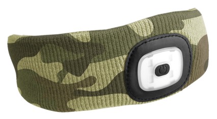 Stirnband mit Stirnlampe 180 lm, wiederaufladbar, USB, Einheitsgröße, Baumwolle/PE, Tarnmuster