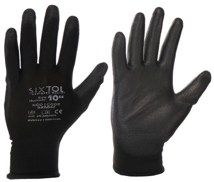 Arbeitshandschuhe aus Polyester, halbgetaucht in Polyurethan GLOVE PE-PU 10, schwarz, Größe 10