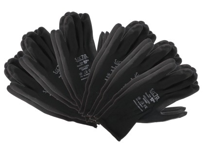 Arbeitshandschuhe aus Polyester, halbgetaucht in PU GLOVE PE-PU 10, schwarz, Gr. 10\