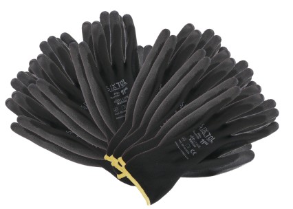 Arbeitshandschuhe aus Polyester, halbgetaucht in PU GLOVE PE-PU 11, schwarz, Gr. 11\