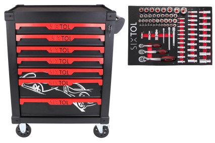 Werkstattwagen MECHANIC TROLLEY KEVIN 80, 7 Schubladen, 80 Teile Werkzeug