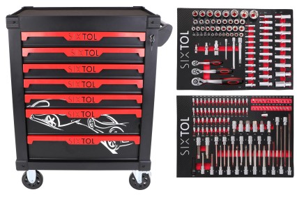 Werkzeugwagen MECHANIC TROLLEY KEVIN 182, 7 Schubladen, 182-teiliges Werkzeug