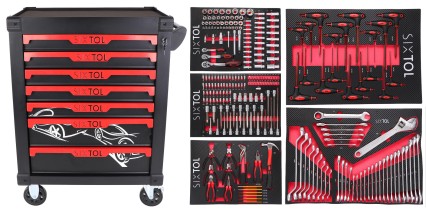 Werkzeugwagen MECHANIC TROLLEY KEVIN 253, 7 Schubladen, 253 Stück Werkzeuge